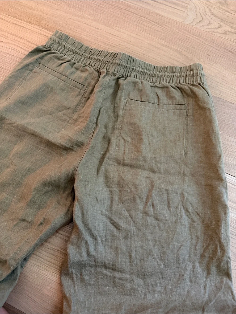Athleta Olive Green Wide Leg Linen Pants M